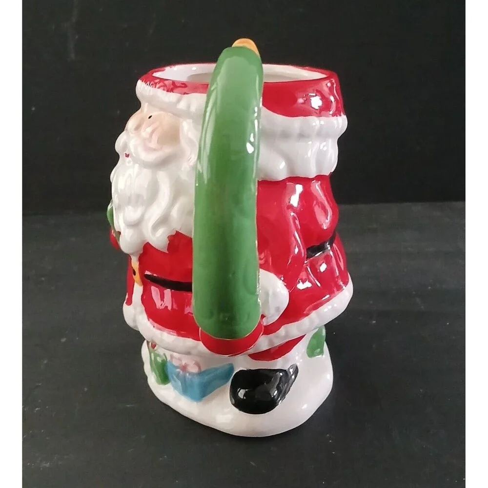 Pier 1 Santa Claus Mug Hand Painted Earthenware 16 Ounce Coffee Tea Holiday Mug